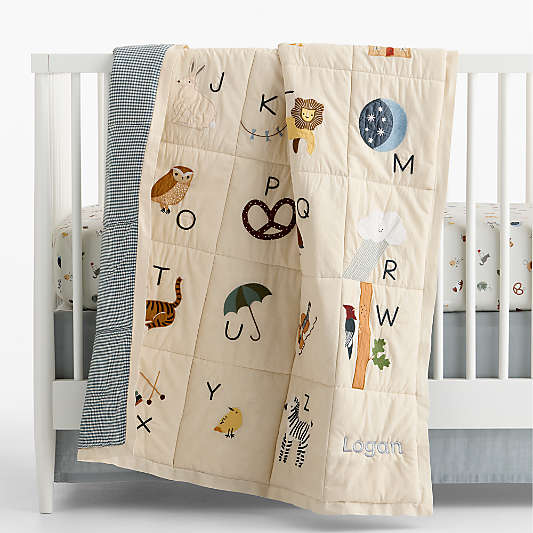 Cozy ABC's 100% Organic Cotton Baby Crib Quilt