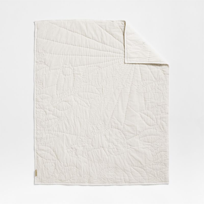 Cozy Bunny Embroidered Organic Cotton Voile Baby Crib Quilt - image 7 of 13