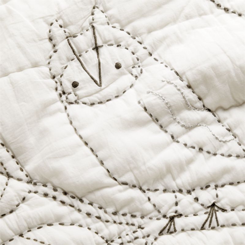 Cozy Bunny Embroidered Organic Cotton Voile Baby Crib Quilt - image 9 of 13