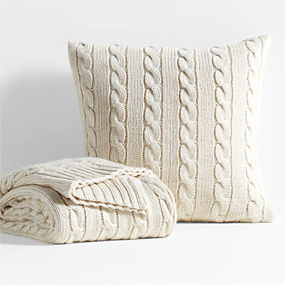 White cable sale knit throw pillows