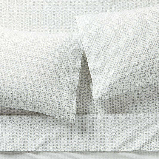 Cozy Cloud Geo Giggles Blue Block Print 100% Organic Cotton Kids Queen Sheet Set