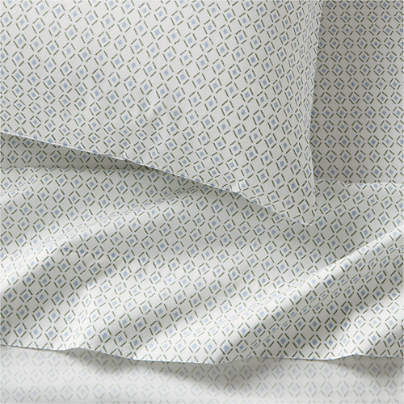 Cozy Cloud Geo Giggles Blue Block Print Organic Cotton Kids Sheet Set