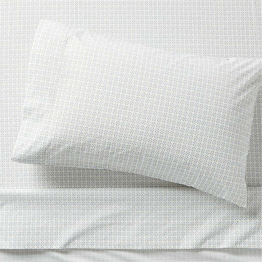 Cozy Cloud Geo Giggles Blue Block Print 100% Organic Cotton Kids Twin Sheet Set