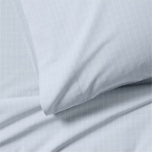 Cozy Cloud Organic Cotton Mini Staxx Grid Sky Blue Twin XL Sheet Set