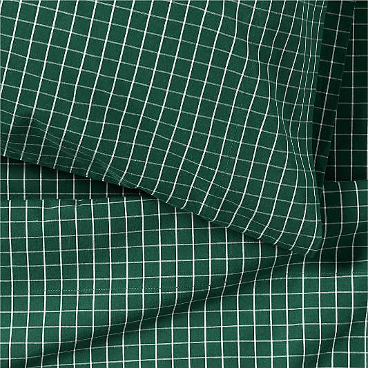 Cozy Cloud Organic Cotton Mini Staxx Grid Vintage Green Twin XL Sheet Set