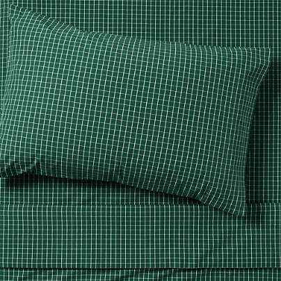 Cozy Cloud Organic Cotton Mini Staxx Grid Vintage Green Twin XL Sheet Set