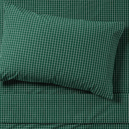 Cozy Cloud Organic Cotton Mini Staxx Grid Vintage Green Twin XL Sheet Set