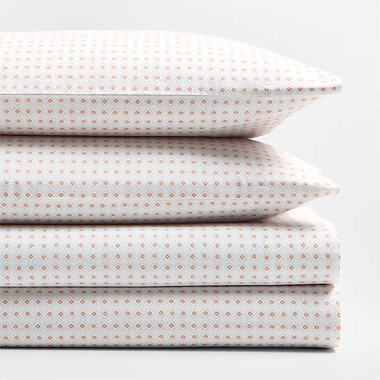 Cozy Cloud Geo Giggles Pink Block Print 100% Organic Cotton Kids Full Sheet Set