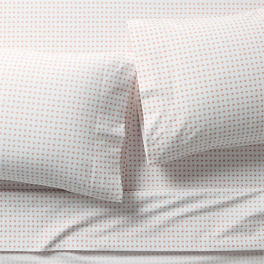 Cozy Cloud Geo Giggles Pink Block Print 100% Organic Cotton Kids Queen Sheet Set