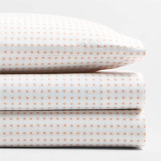 Cozy Cloud Geo Giggles Pink Block Print 100% Organic Cotton Kids Twin Sheet Set