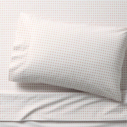 Cozy Cloud Geo Giggles Pink Block Print 100% Organic Cotton Kids Twin Sheet Set