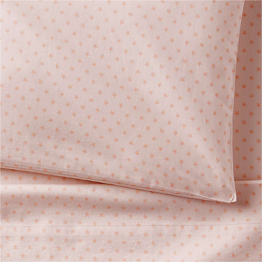 Cozy Cloud Modern Star Elegant Pink Washed Organic Cotton Toddler Sheet Set