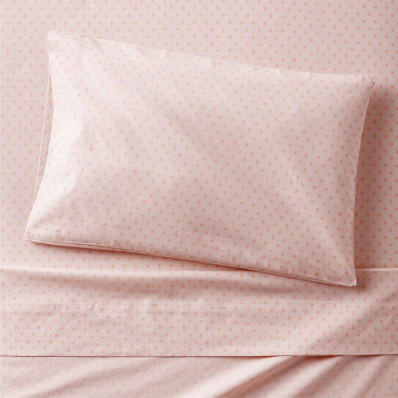 Cozy Cloud Modern Star Elegant Pink Washed Organic Cotton Toddler Sheet Set