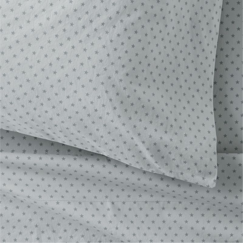 Cozy Cloud Modern Star Mist Blue Washed Organic Cotton Kids Queen Sheet Set - image 3 of 4