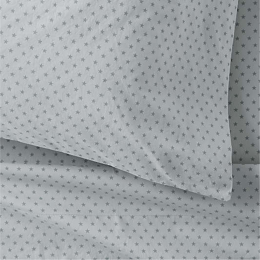 Cozy Cloud Modern Star Mist Blue Washed Organic Cotton Kids Queen Sheet Set