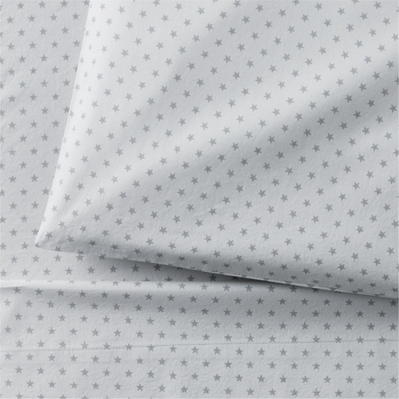 Cozy Cloud Modern Star Mist Blue Washed Organic Cotton Toddler Sheet Set - image 2 of 3