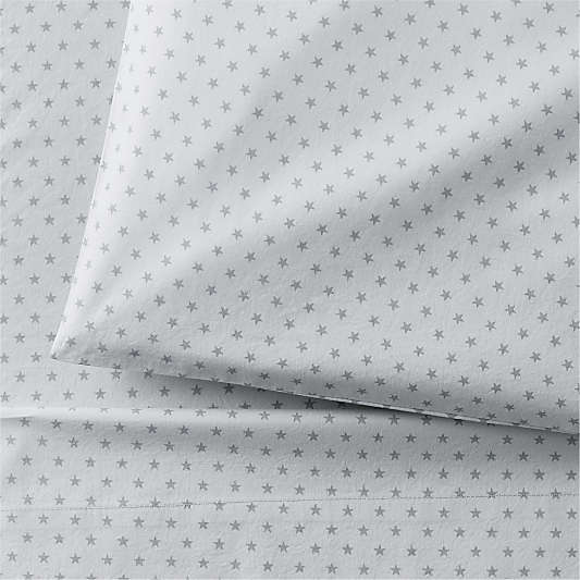 Cozy Cloud Modern Star Mist Blue Washed Organic Cotton Toddler Sheet Set