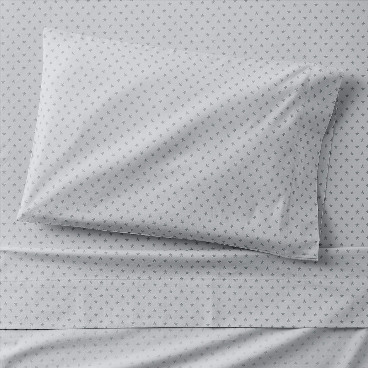 Cozy Cloud Modern Star Mist Blue Washed Organic Cotton Toddler Sheet