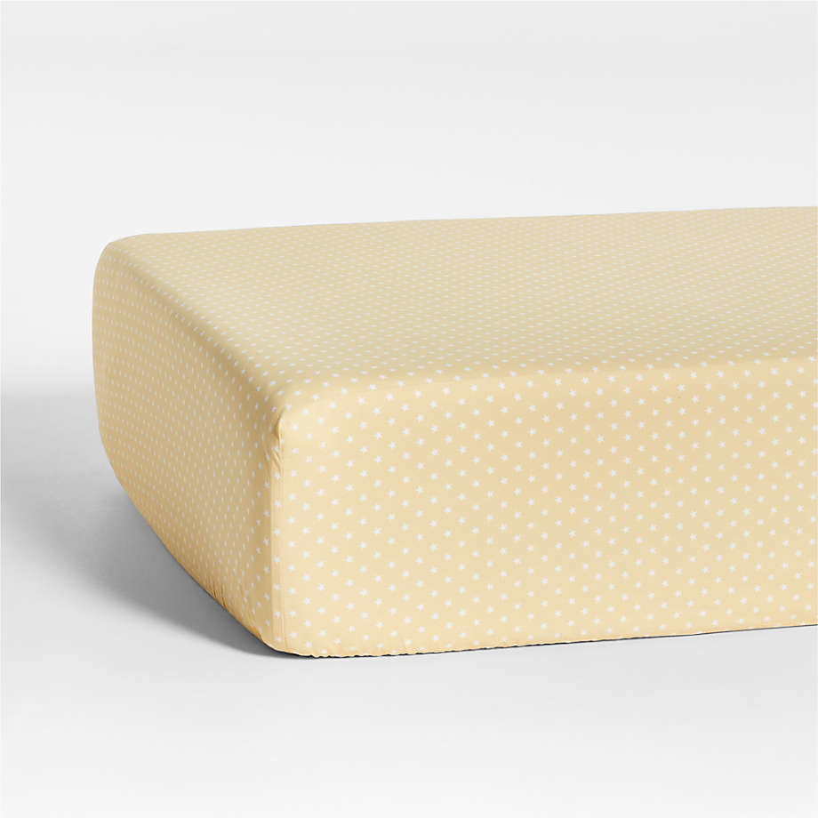 Cozy Cloud Modern Star Savannah Yellow Washed Organic Cotton Baby Crib Fitted Sheet
