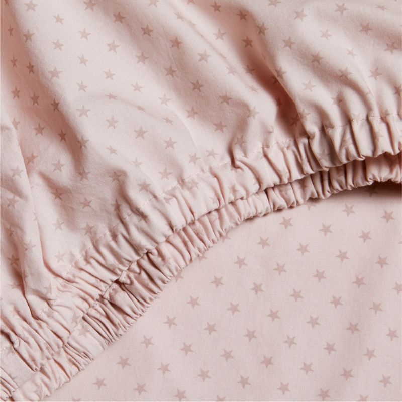 Cozy Cloud Modern Star Mauve Rose Washed Organic Cotton Baby Crib Fitted Sheet - image 5 of 6