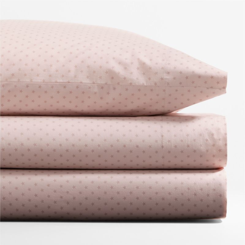 Cozy Cloud Modern Star Mauve Rose Washed Organic Cotton Kids Queen Sheet Set - image 4 of 6