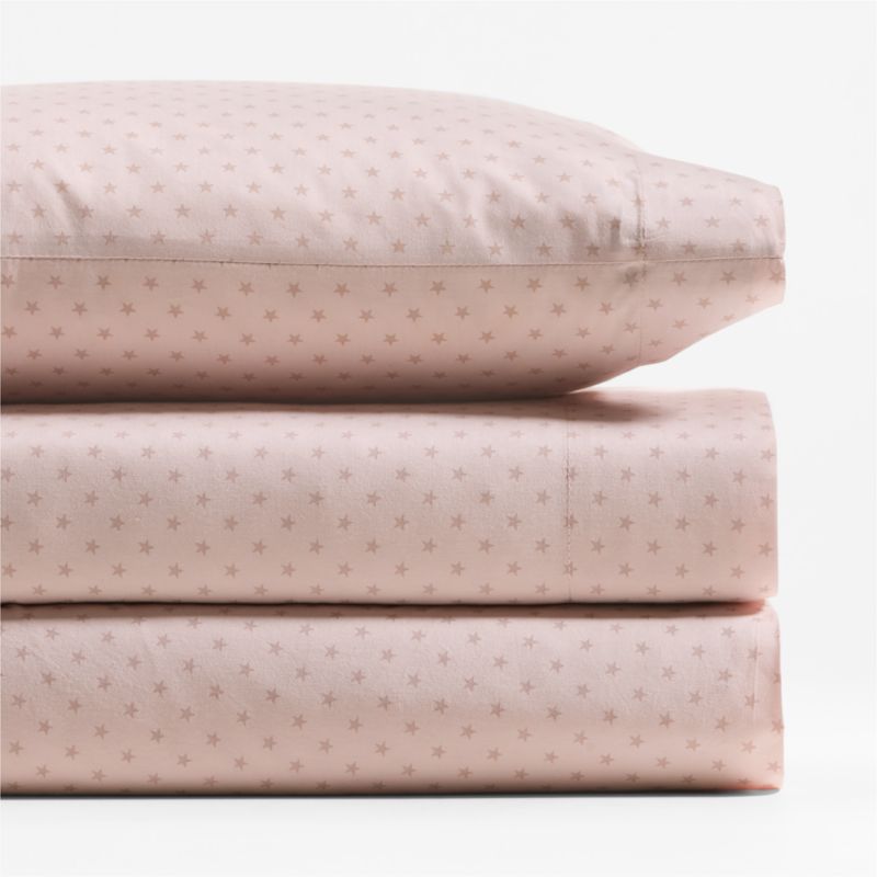 Cozy Cloud Modern Star Mauve Rose Washed Organic Cotton Toddler Sheet Set - image 3 of 5