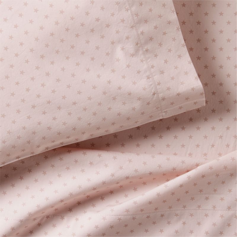 Cozy Cloud Modern Star Mauve Rose Washed Organic Cotton Toddler Sheet Set - image 4 of 5