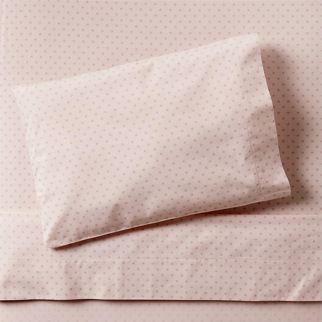 Cozy Cloud Modern Star Mauve Rose Washed Organic Cotton Toddler Sheet