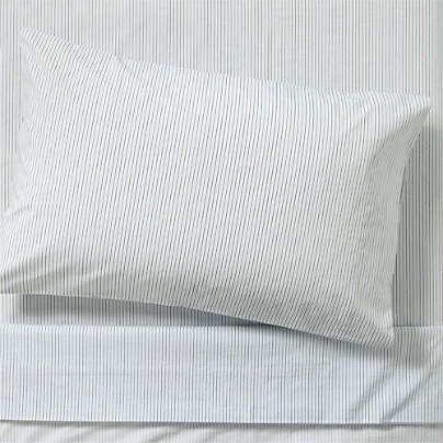 CozyCloud Organic Cotton Mini Stripe Sky Blue Twin XL Sheet Set