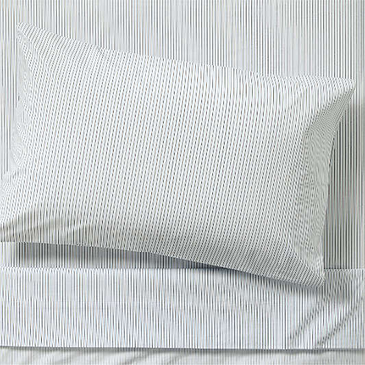 CozyCloud Organic Cotton Mini Stripe Sky Blue Twin XL Sheet Set