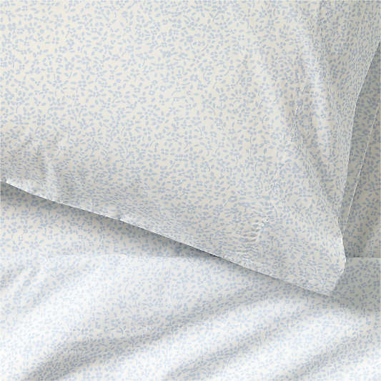 CozyCloud Organic Cotton Mini Floral Sky Blue Twin XL Sheet Set