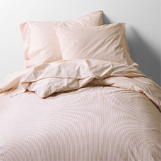 CozyCloud Organic Cotton Mini Stripe Reversible Elegant Pink Twin XL Duvet Cover