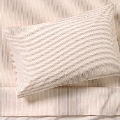 CozyCloud Organic Cotton Mini Stripe Elegant Pink Twin XL Sheet Set