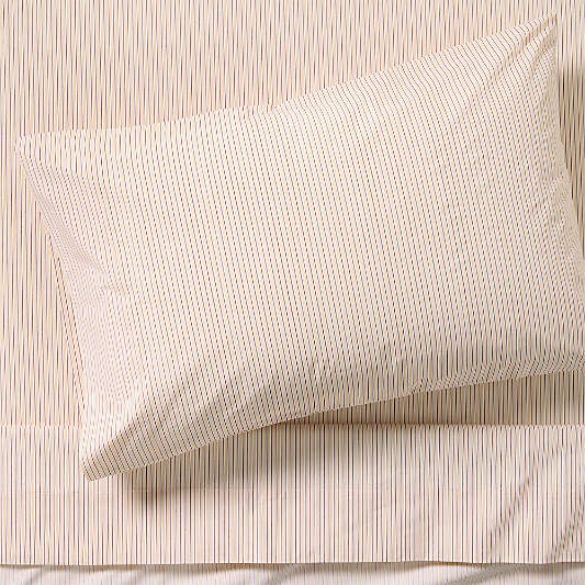 CozyCloud Organic Cotton Mini Stripe Elegant Pink Twin XL Sheet Set
