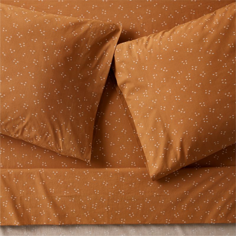 Cozy Cloud Twinkle Brulee Brown Washed Organic Cotton Twin Sheet Set