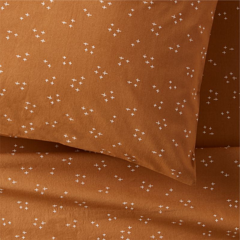 Cozy Cloud Twinkle Brulee Brown Washed Organic Cotton Full Sheet Set - image 4 of 5