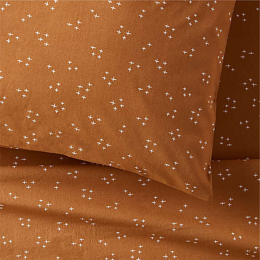 Cozy Cloud Twinkle Brulee Brown Washed Organic Cotton Full Sheet Set