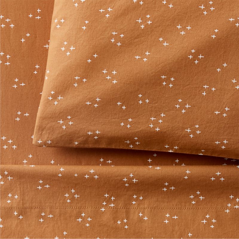Cozy Cloud Twinkle Brulee Brown Washed Organic Cotton Toddler Sheet Set