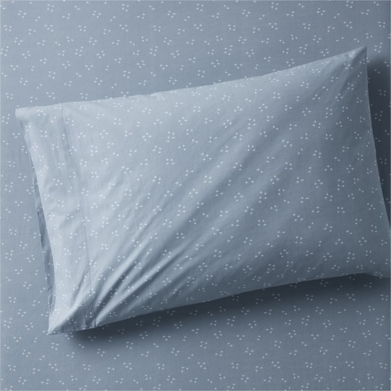 Cozy Cloud Twinkle Mist Blue Washed Organic Cotton Pillowcase
