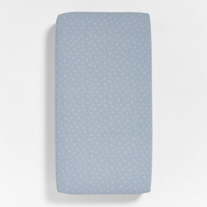 Cozy Cloud Twinkle Mist Blue Washed Organic Cotton Baby Crib Fitted Sheet - image 4 of 7