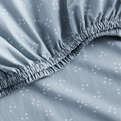 View Cozy Cloud Twinkle Mist Blue Washed Organic Cotton Baby Crib Fitted Sheet details
