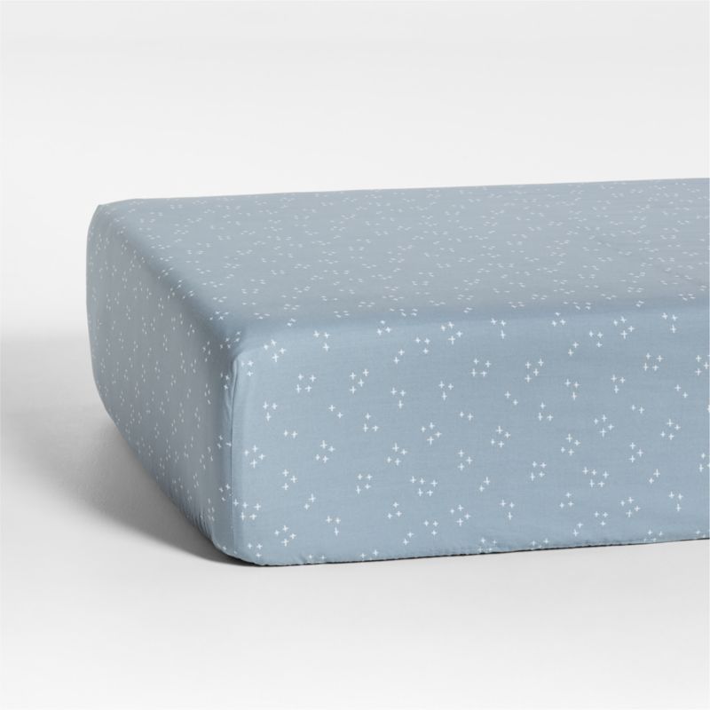 Blue fitted crib sheet online