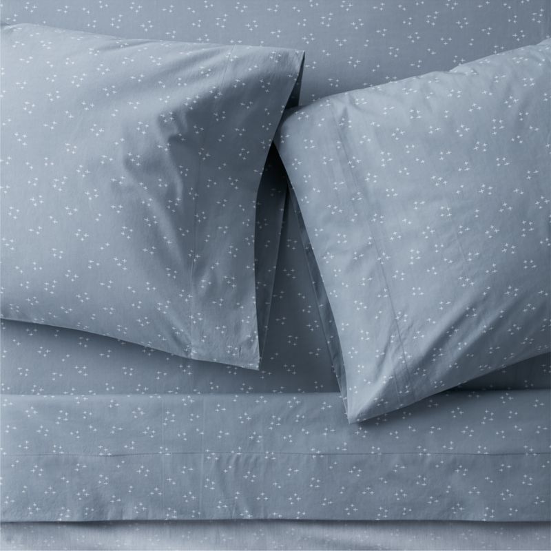 Cozy Cloud Twinkle Mist Blue Washed Organic Cotton Full Sheet Set - image 0 of 4