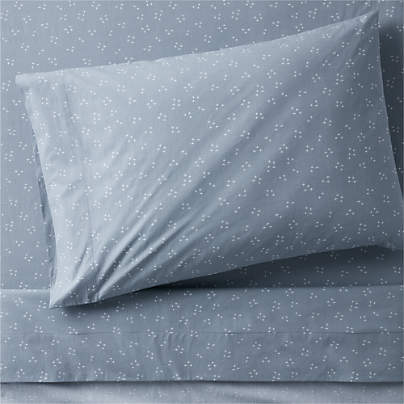 Cozy Cloud Twinkle Mist Blue Washed Organic Cotton Twin Sheet Set