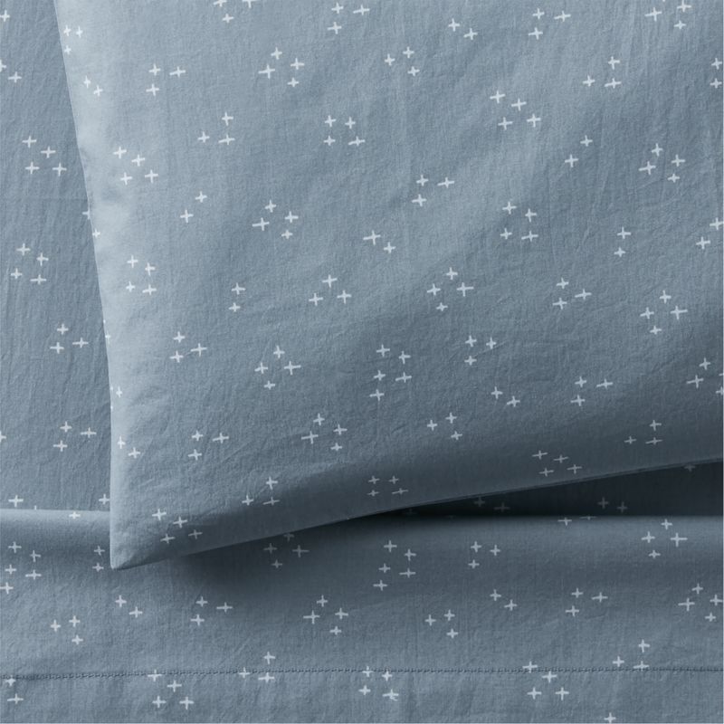 Cozy Cloud Twinkle Mist Blue Washed Organic Cotton Toddler Sheet Set - image 2 of 3