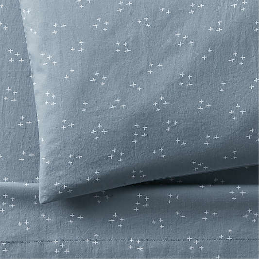 Cozy Cloud Twinkle Mist Blue Washed Organic Cotton Toddler Sheet Set