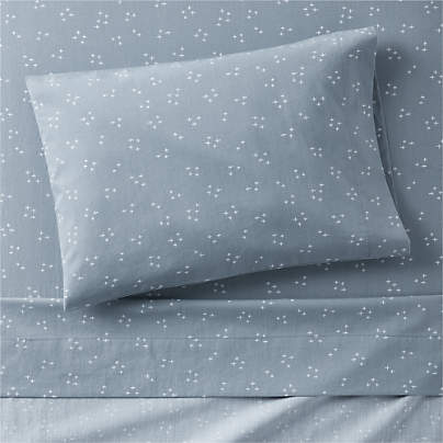 Cozy Cloud Twinkle Mist Blue Washed Organic Cotton Toddler Sheet Set