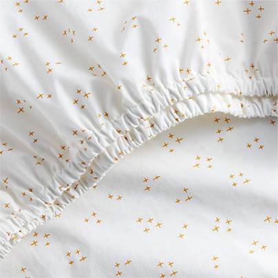 Cozy Cloud Twinkle Savannah Yellow Washed Organic Cotton Baby Crib Fitted Sheet