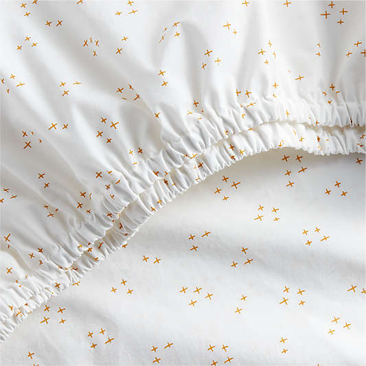 Cozy Cloud Twinkle Savannah Yellow Washed Organic Cotton Baby Crib Fitted Sheet