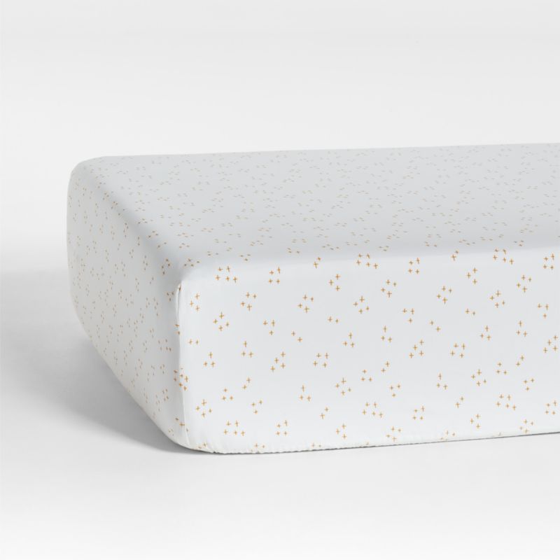 Cozy Cloud Twinkle Savannah Yellow Washed Organic Cotton Baby Crib Fitted Sheet Crate Kids